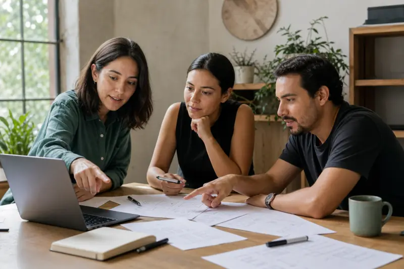 Conceptual representation of a team collaborating on a digital product